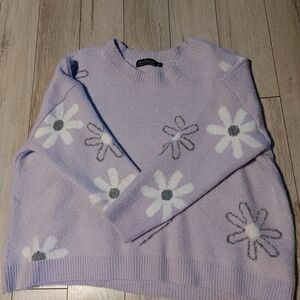 Chic Lilac Floral Sweater
